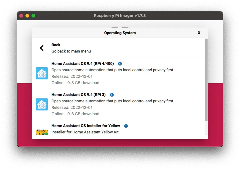 Выбор версии Home Assistant