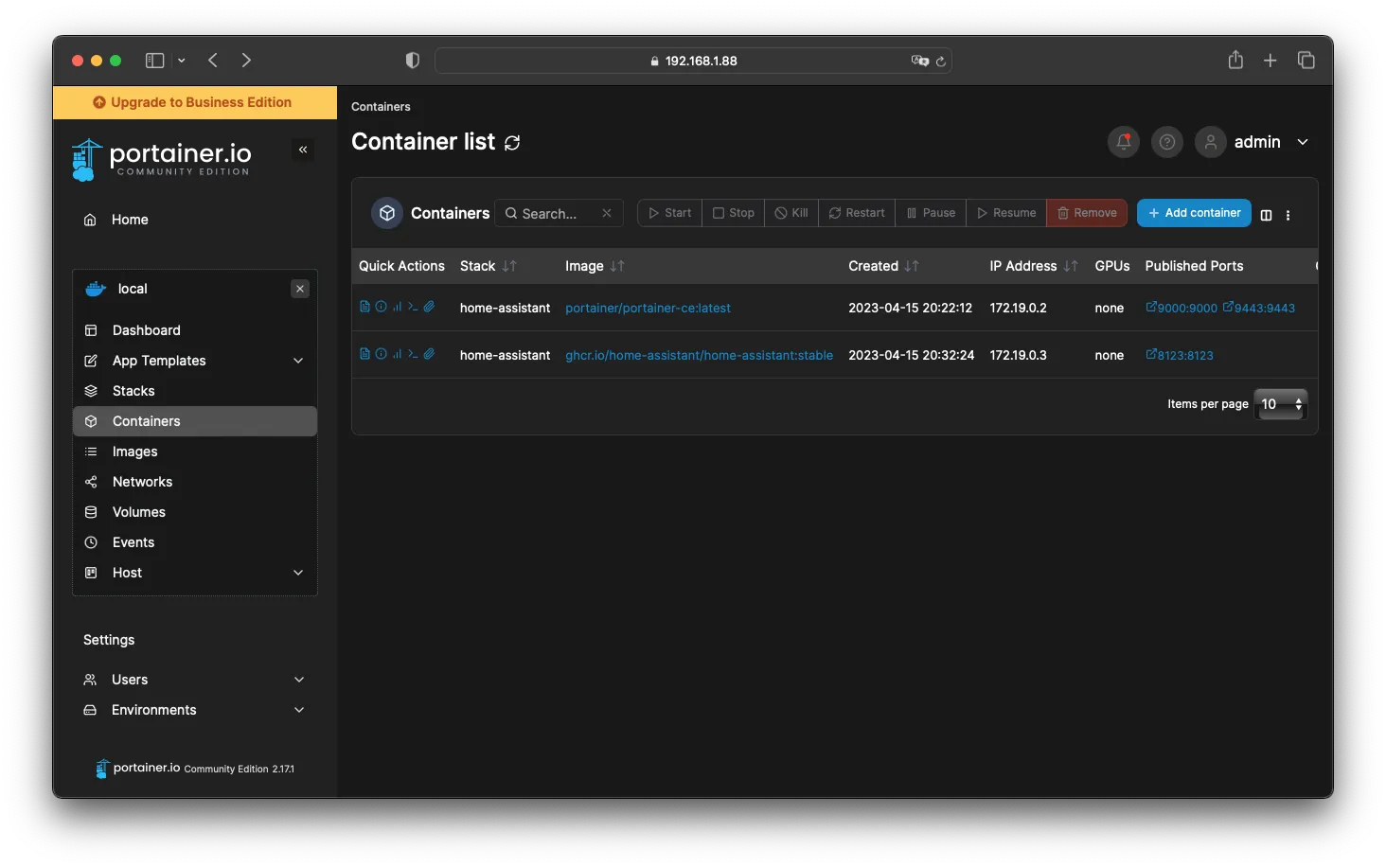 Portainer Home Assistant