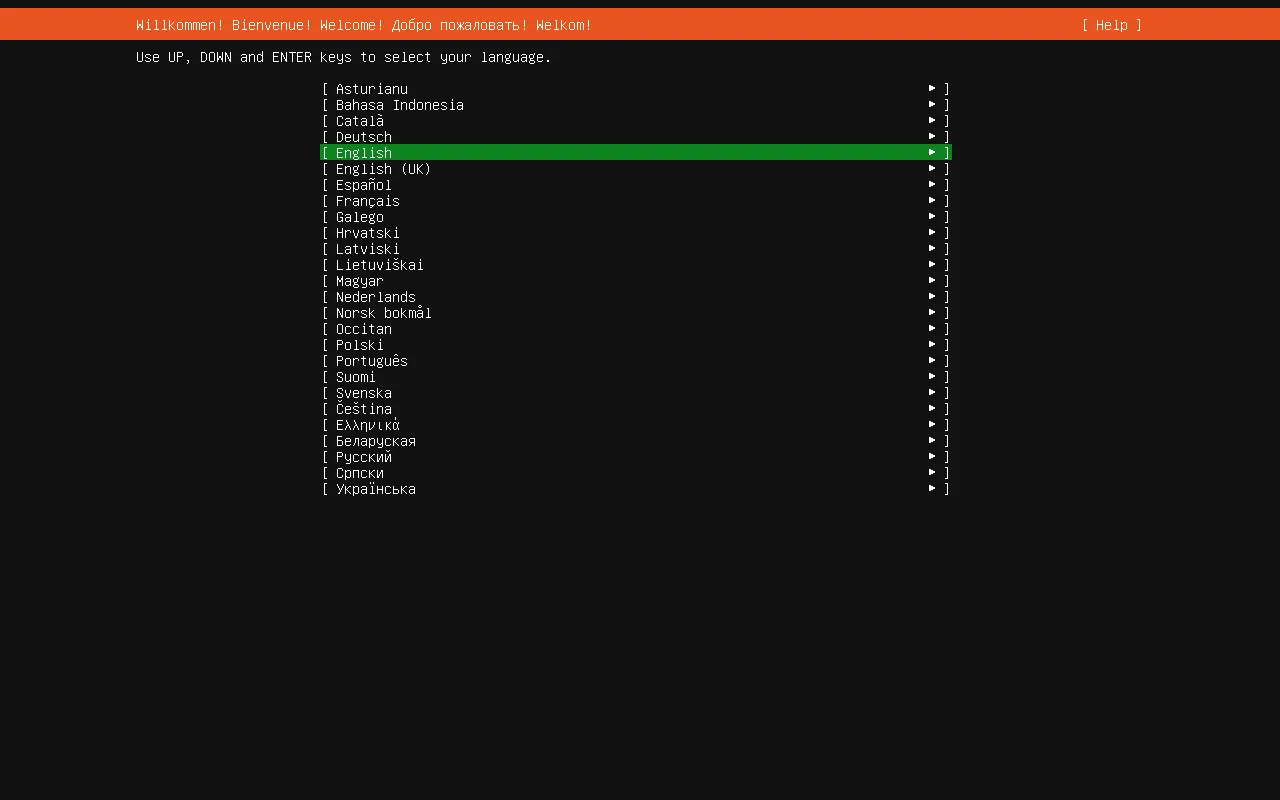 Выбор языка Ubuntu Server Выбор языка Ubuntu Server