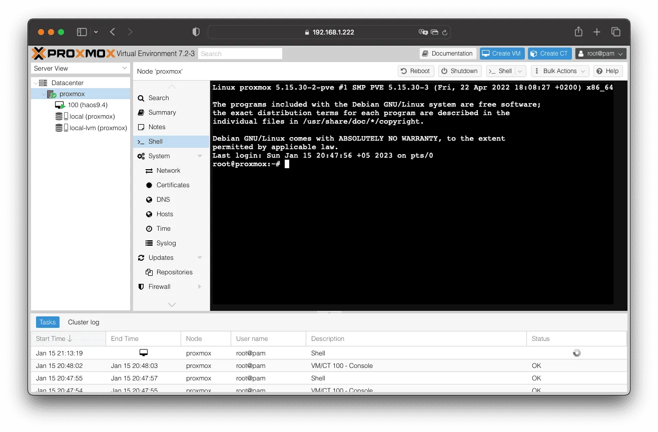 Proxmox Shell